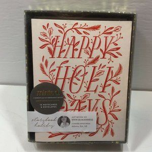 Minted Happy Holidays Red White Christmas Cards Envelopes Peace Love Happiness